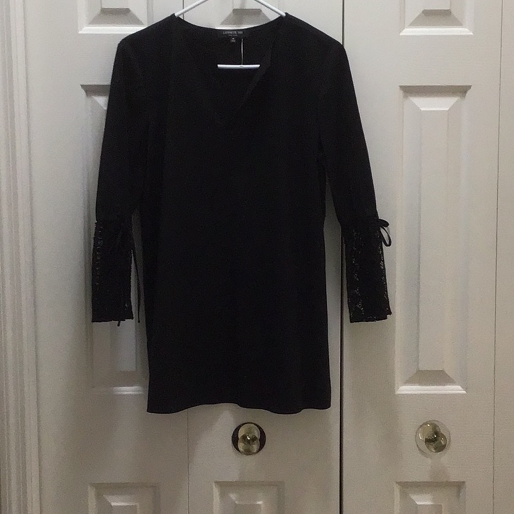 Lafayette 148 black tunic top